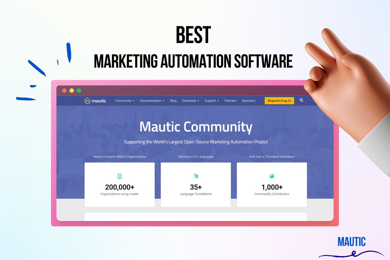 The screenshot of Mautic's website which is one of the largest open-cource marketing automation tools.