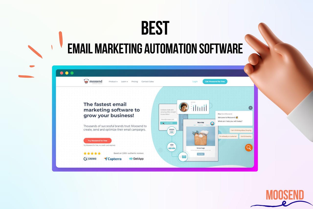 The screenshot of Moosend's website which is email marketing automation software.