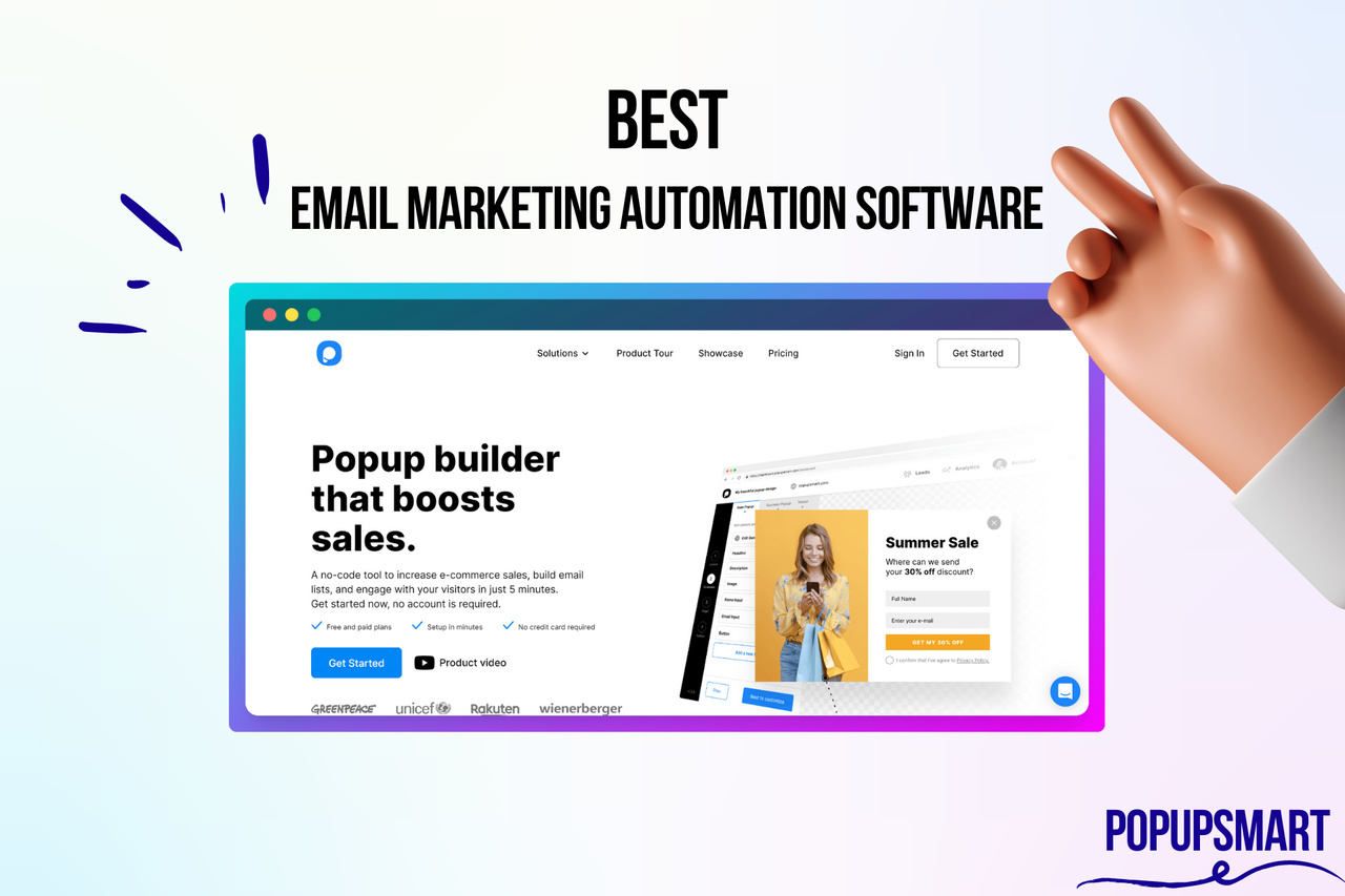 The screenshot of Popupsmart's website which is an email marketing automation software.