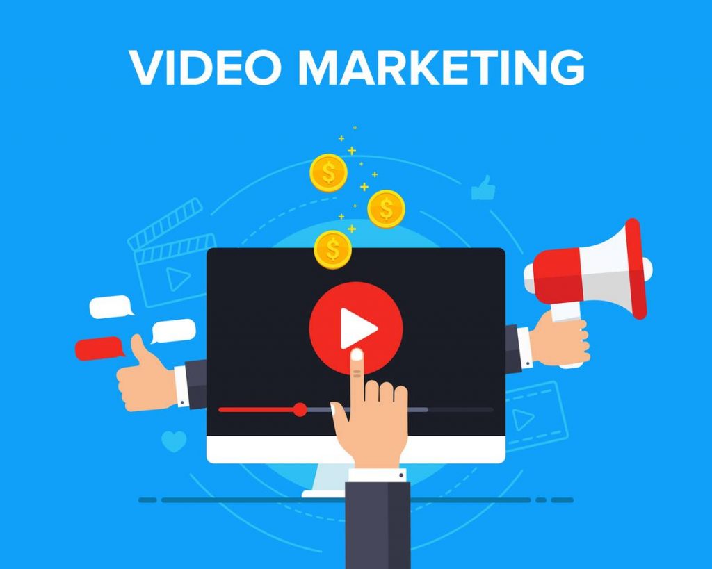 Video marketing icon concept. Advertising webinar icon. Web poster, infographics,